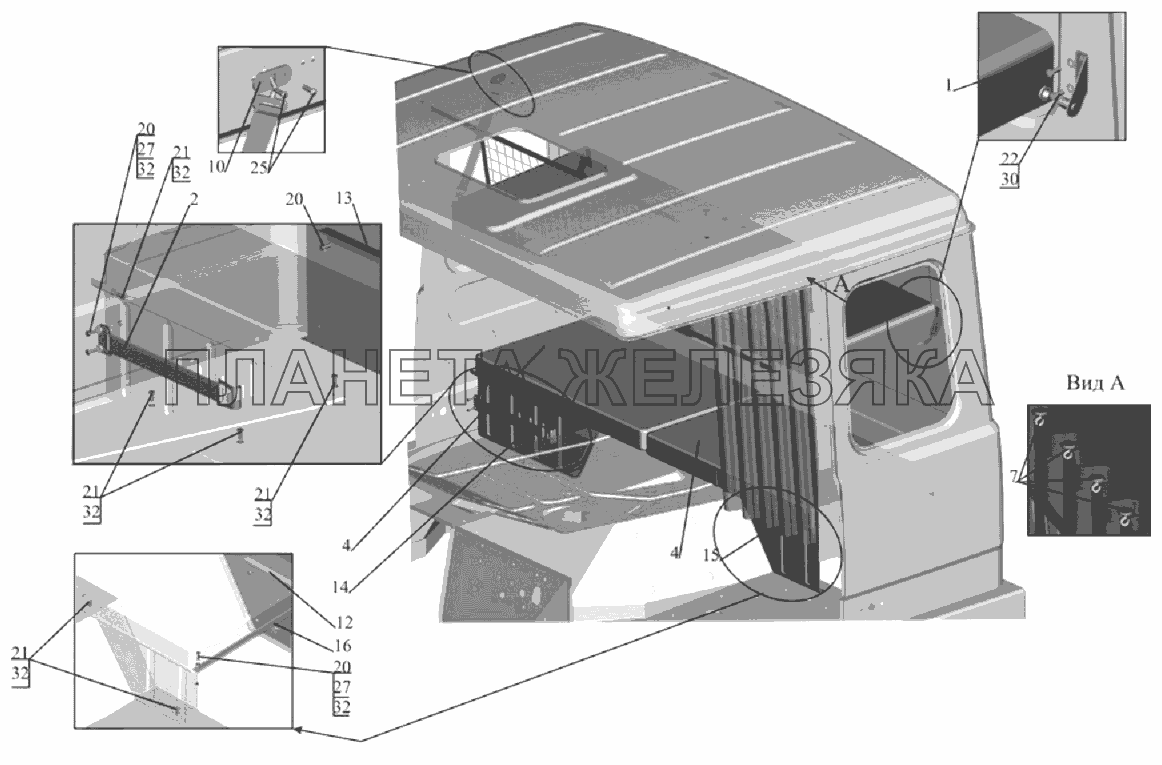 Установка спальных мест 64221-8200010 (на большую кабину) МАЗ-6303A3, 6303A5